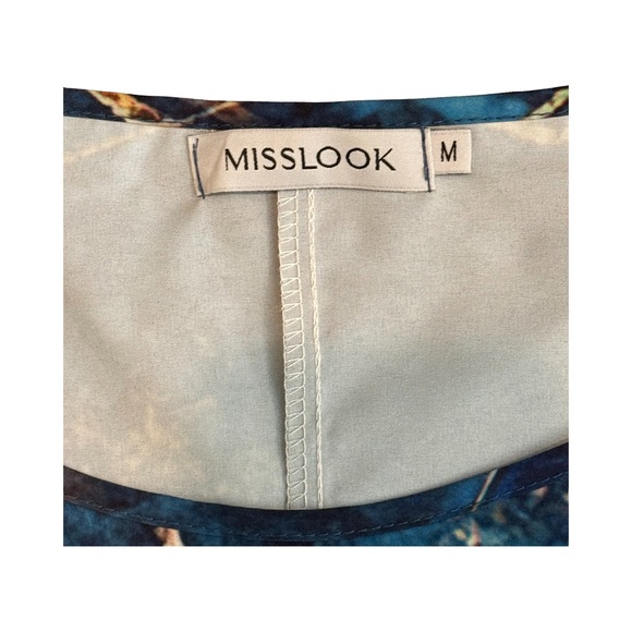 Misslook vintage blue and gold tunic with asymmetrical hem. Medium - Picture 8 of 10